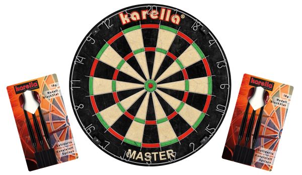 Dartboard Karella Master im Set inklusive 2 Satz Karella Softdarts